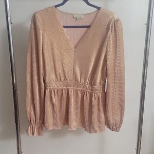 Chenault Shimmering Gold V-Neck Blouse